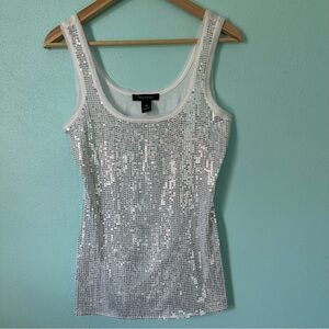 White House Black Market Women's white Sequin Tank Top